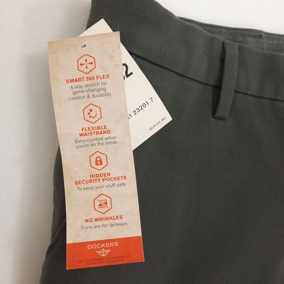 NWT Dockers Workday Khakis Classic Fit Pants Sz 40 x 32 Gray Stretch Flat Front - Picture 4 of 9